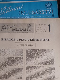 Poštovní holubářství rok 1958 - 2