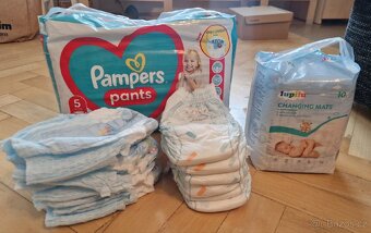 Pampers pants 4 5; krém Weleda, podložky, pleny do vody - 2