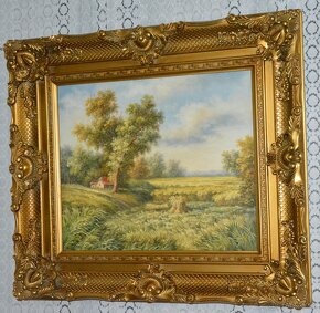 Zámecký obraz-Krajina s chalupou - olej na plátně - 2