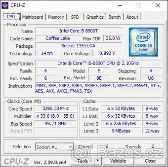 INTEL CORE I5-8500T SOCKET 1151 - TDP POUZE 35W - 2