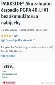 Aku zahradní čerpadlo PGPA 40-Li A1 - 2