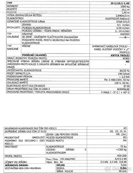 Jednonosníkový jeřáb BAZALA JI-1/10.1-1.45 - 2