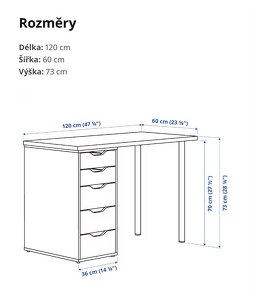 Bílý dětský psací stůl se šuplíky IKEA LAGKAPTEN / ALEX - 2