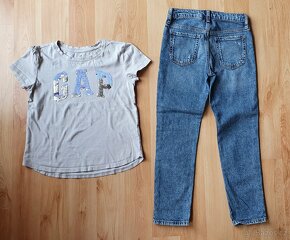 GAP Kids - dívčí jeansy (nové) vel.8 a tričko GAP vel.M - 2