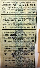Rakouské ZINSEN kupony 1918 - 1924. 15 kusů. - 2