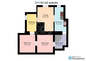 Pronájem, krásného bytu 3+kk, 63m2, Brno - Husovice, ul. Mos - 2