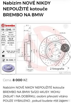 kotouče BREMBO NA BMW 5x120 4KUSY NOVÉ NEPOUŽITÉ - 2