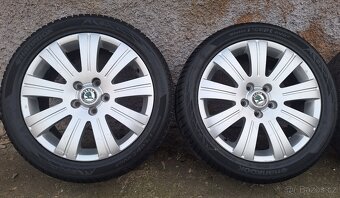 Alu kola R17 5x112 Škoda + pneu M+S 205/50/17 Hankook - 2