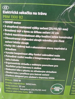 Prodám novou elektrickou sekačku na trávu - PARKSIDE - 2