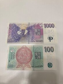 Výroční bankovky 100,- a 1000,- - 2