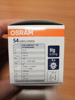 HALOGENOVÁ ŽÁROVKA Osram Halospot 50W BA15d - 2