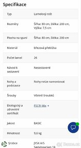 Lamelový rošt 80x200, nový, Jysk, 50% sleva - 2