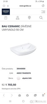 Nove umyvadlo Grohe 55cm  se sifonem - 2