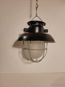 industriální lampa, tovární lustr, matový skleněný kryt - 2