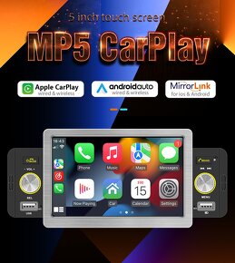1 DIN 5" autorádio s CarPlay/Android Auto - 2