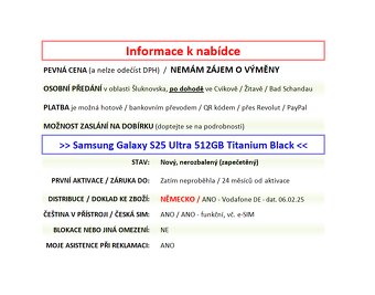 Samsung Galaxy S25 Ultra 512GB černý NOVÝ NEROZBALENÝ - 2