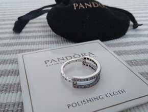 Pandora stříbrný prsten prstýnek 925 Pavé Signature 54 vel - 2