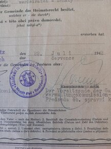 Válečný doklad HEIMATSSCHEIN - Domovský list z roku 1942 - 2