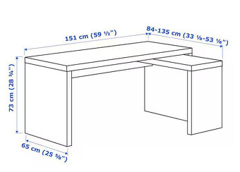 Psací stůl - Ikea MALM s výsuvnou deskou - 2