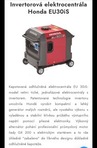 Elektrocentrála Honda EU30i odhlučněná - 2