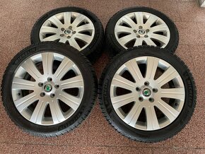 Originalní ALU kola Škoda 5x112 r17 zimní pneu 8mm - 2