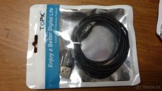 USB kabel TOPK typ C kabel nový 1,8m kvalitní - černý - 2