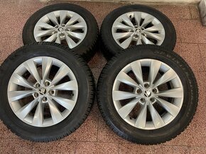 Originalní ALU kola Škoda 5x100 r16 zimní pneu 7,5mm - 2