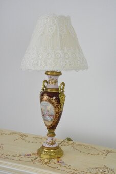 Zámecká stolní lampa se stínidlem - porcelán+bronz - 2