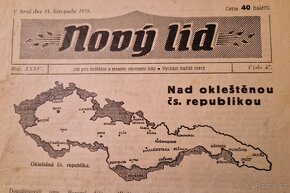 Noviny Nový lid - zabrání Sudet 1938, poněmčení zemí Českých - 2