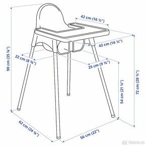 ANTILOP Vysoká židle s podnosem, bílá. Ikea. - 2