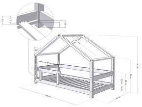 Dětská postel domeček LUCKY se zábranou - 2
