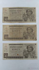 50 Korun, REPUBLIKA ČESKOSLOVENSKÁ, 1950, 3 kusy bankovky - 2