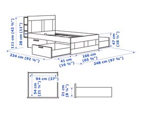 IKEA BRIMNES - Rám postele s úl. prostorem a čelem - 160x200 - 2