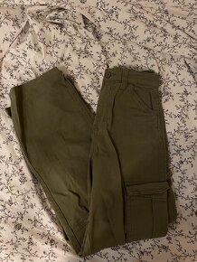 Khaki plátěné kalhoty kapsáče, vel. XS, H&M - 2