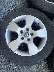 Alu kola 15” 5x112 Škoda a zimní pneu 195/65/R15 - 2