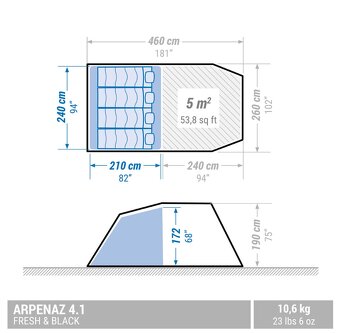 Prutový stan Arpenaz 4.1 F&B | 4 osoby | 1 ložnice - 2