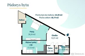 Prodej, byt 2+kk, 68 m2, Odolena Voda - 2