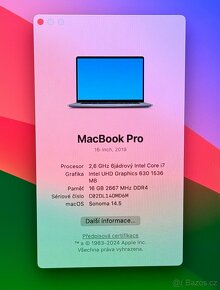 MacBook Pro 16” 2019/16GB RAM/i7/512GB SSD/Záruka - 2