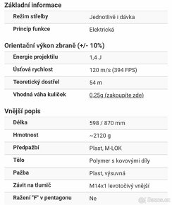 Prodám Airsoftovo zbraň HELLION 7" Sportline (Gen.2) - černo - 2