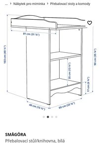 Přebalovací pult IKEA - stůl SMÅGÖRA / knihovna - 2