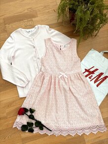 H&M set šaty svetřík 134-140 sv. růžová - 2