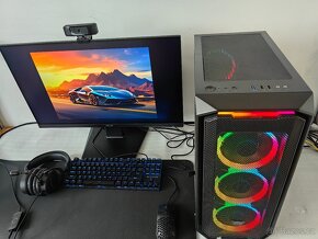 HERNÍ PC sestava Asus RGB, AMD 5600x, RX 6600, SSD, 27 lcd - 2