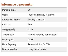 Pronájem pozemku p.č.791 v obci Rtyně nad Bílinou - 2