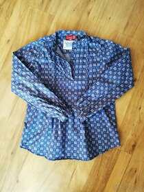 Dívčí luxusní modrobílá květovaná plátěná košile 134/140/146 - 2