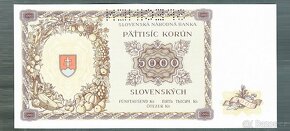 Staré bankovky Slovensko 5000 sk 1944 bezvadný stav - 2