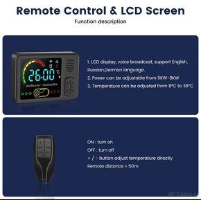 Naftové topení 5kW, 12, 24V a 220V,  Bluetooth - 2