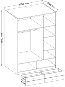 Šatní skříň 135cm buk - 2