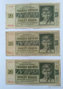 20 Korun, Protektorát Čechy a Morava, 1944, 3 kusy bankovky - 2