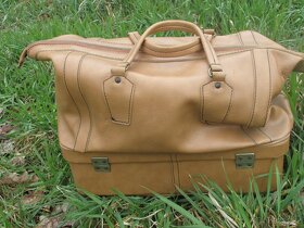 Cestovní kožená taška na zip, dvojité dno - 2