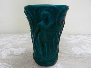 Nevídaná Art Deco zelená Váza Akty Malachit Jade - 2